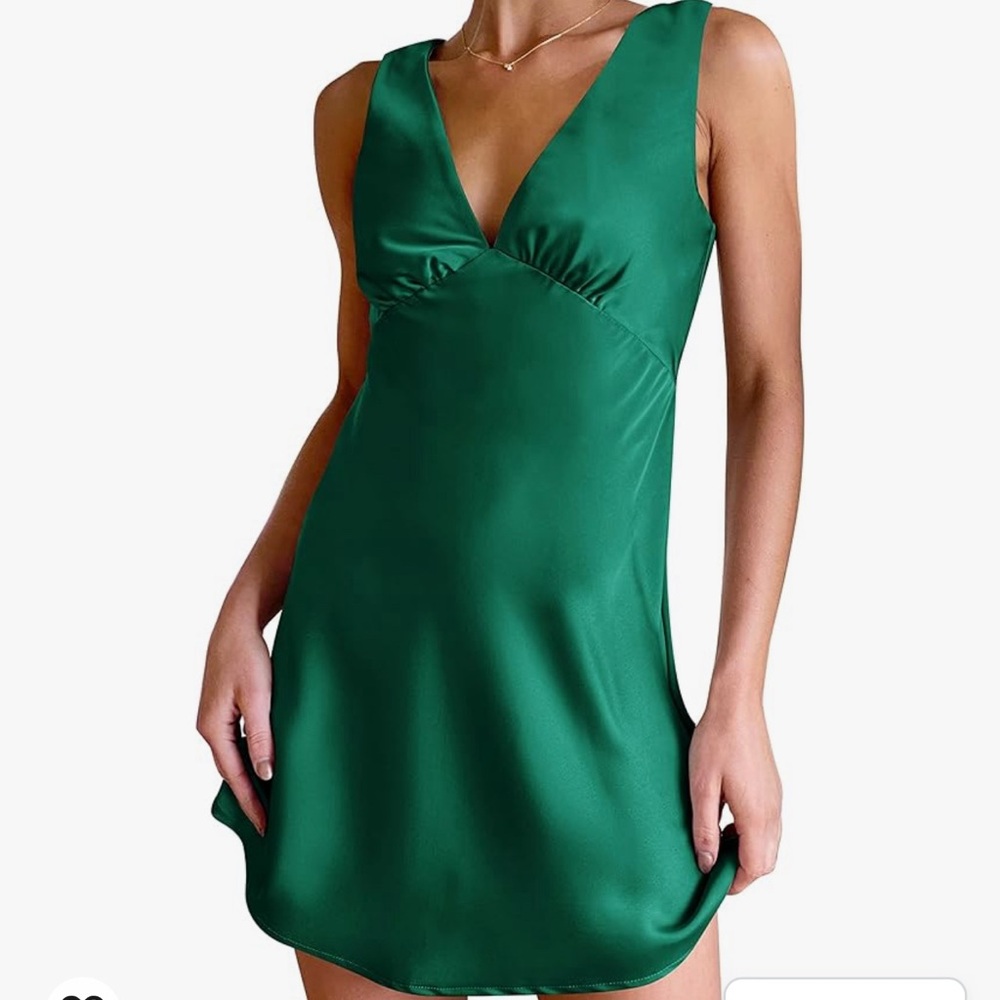 Green satin dress
